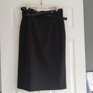 Long black Calvin Klein black straight lined skirt